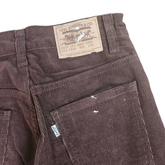 NWOT DEADSTOCK 70'S VINTAGE CHOCOLATE BROWN CORDUROY LEVI'S SIZE 26x32 - Picture 2 of 7